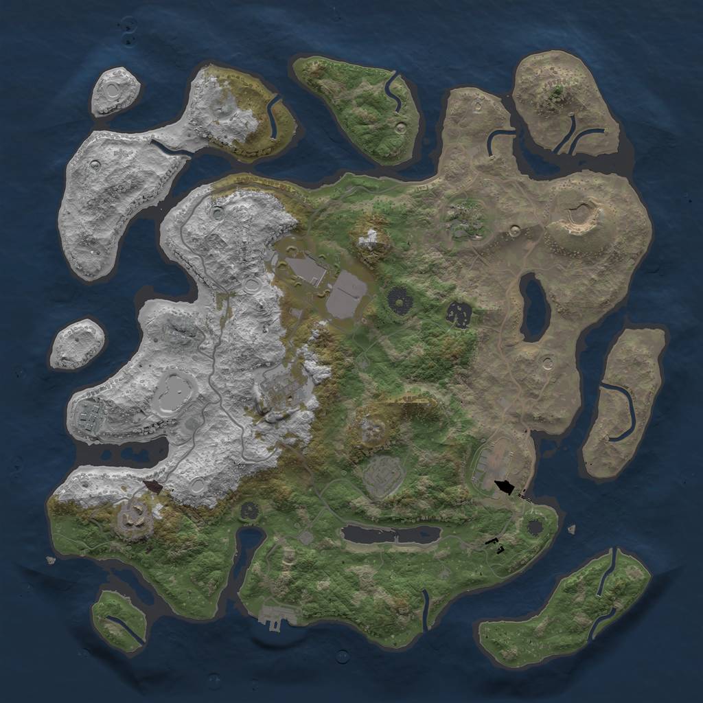 Rust Map: Procedural Map, Size: 4000, Seed: 1123123, 16 Monuments