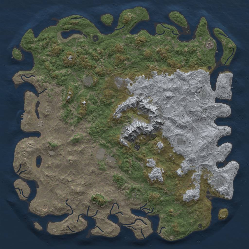 Rust Map: Procedural Map, Size: 6000, Seed: 624859634, 20 Monuments