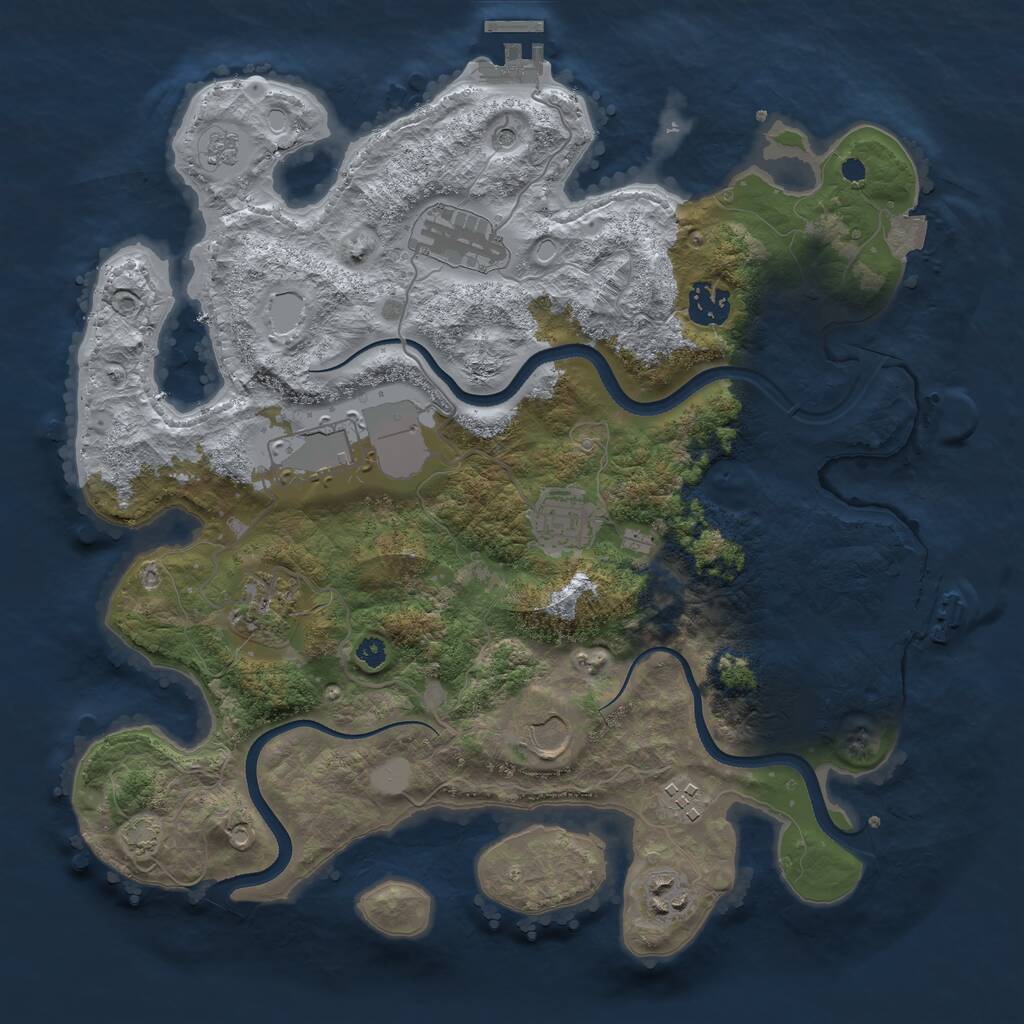 Rust Map: Procedural Map, Size: 3500, Seed: 5555555, 14 Monuments