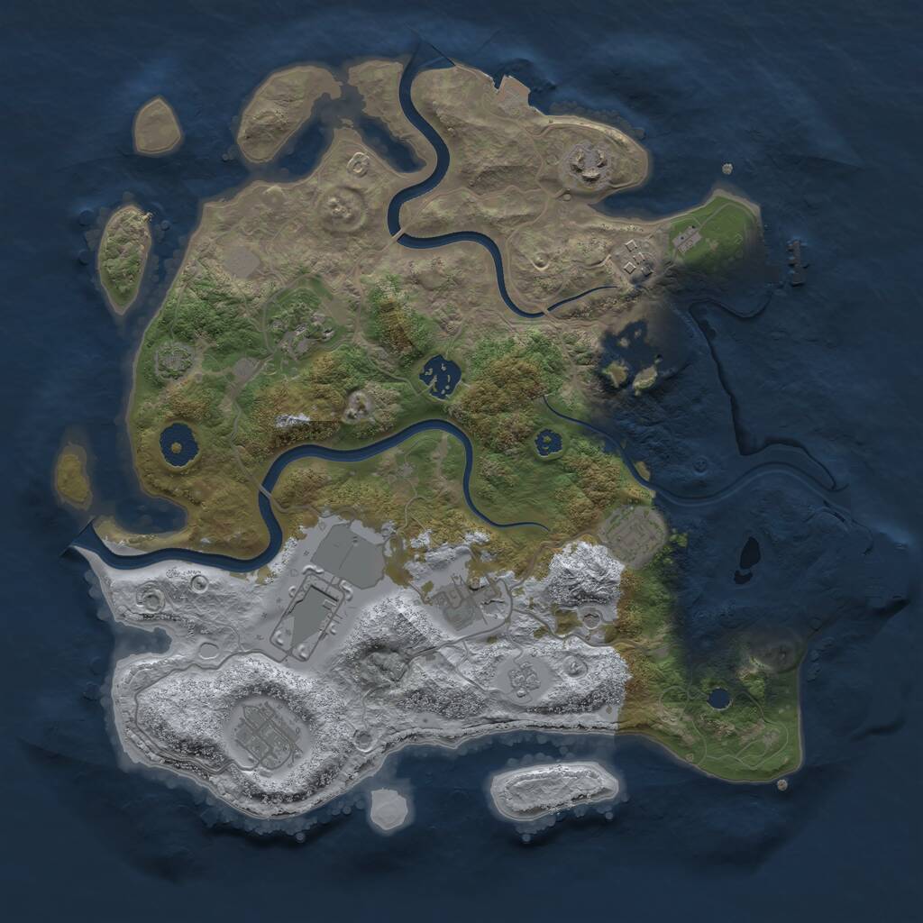 Rust Map: Procedural Map, Size: 3500, Seed: 1929851426, 15 Monuments