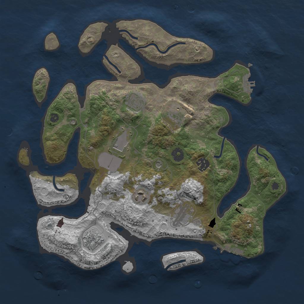 Rust Map: Procedural Map, Size: 3500, Seed: 1929851426, 15 Monuments