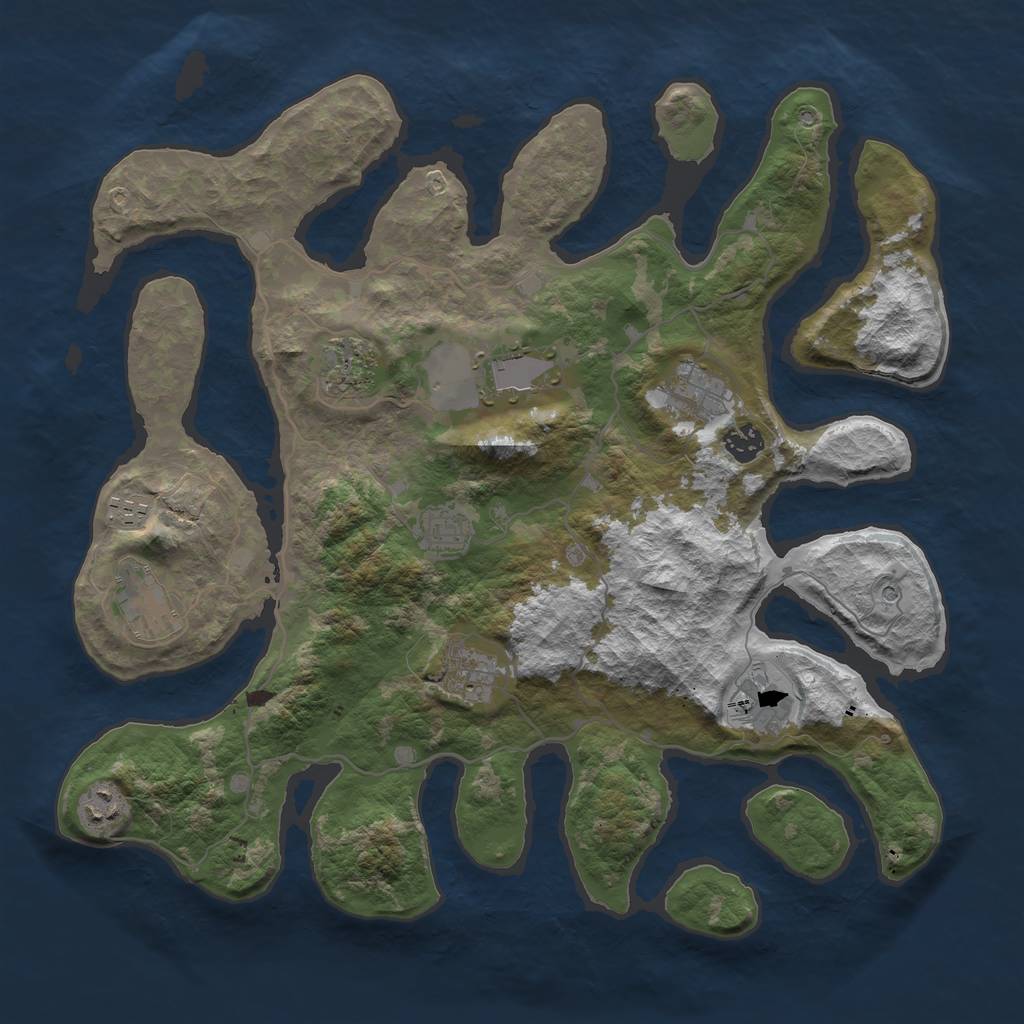 Rust Map: Barren, Size: 4000, Seed: 61021, 13 Monuments