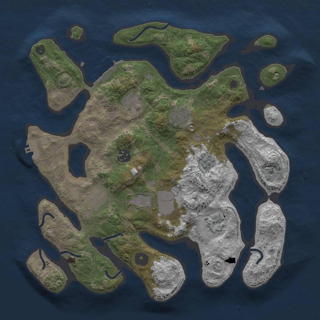 Rust Map: Procedural Map, Size: 3500, Seed: 1639401711, 15 Monuments