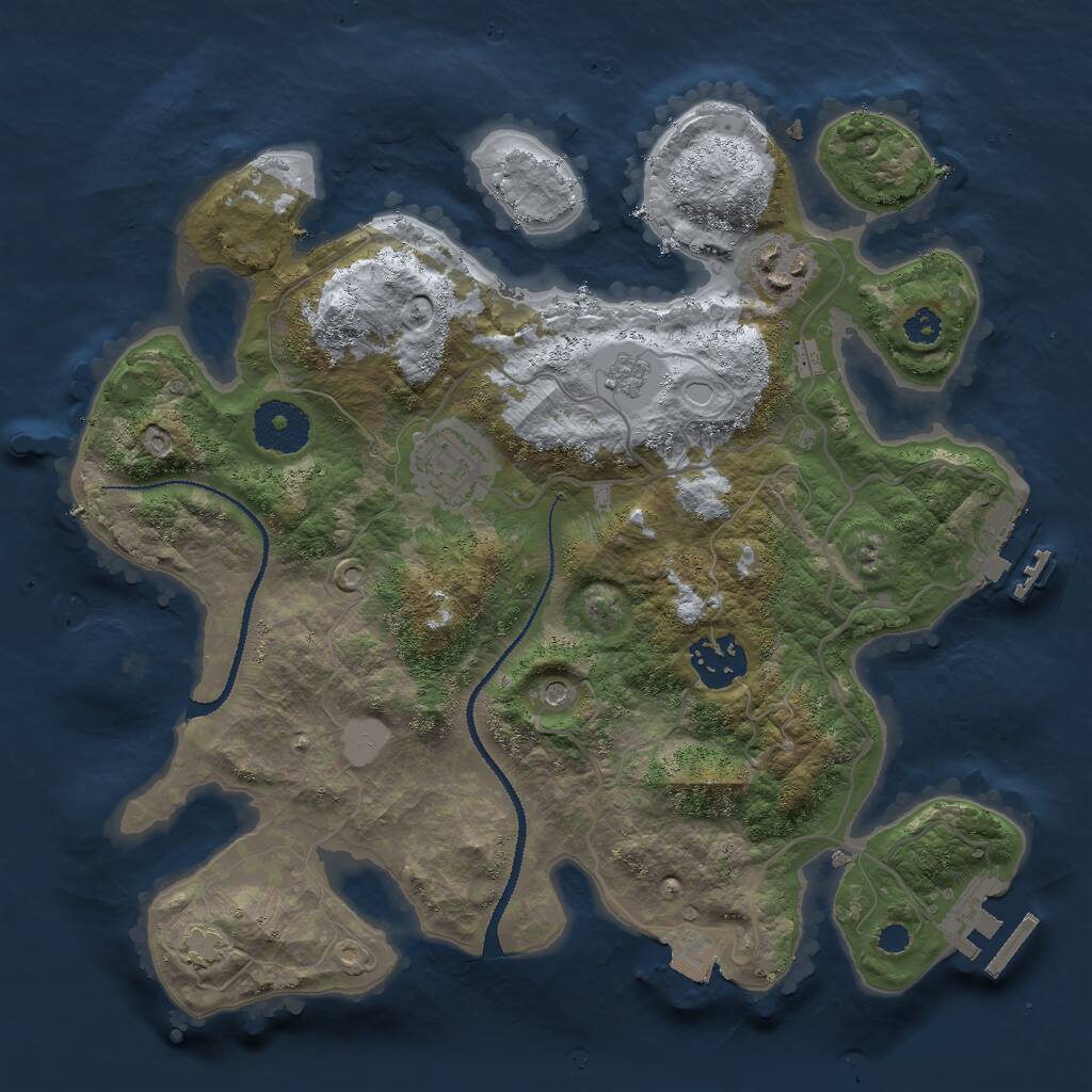 Rust Map: Procedural Map, Size: 3000, Seed: 53985, 9 Monuments
