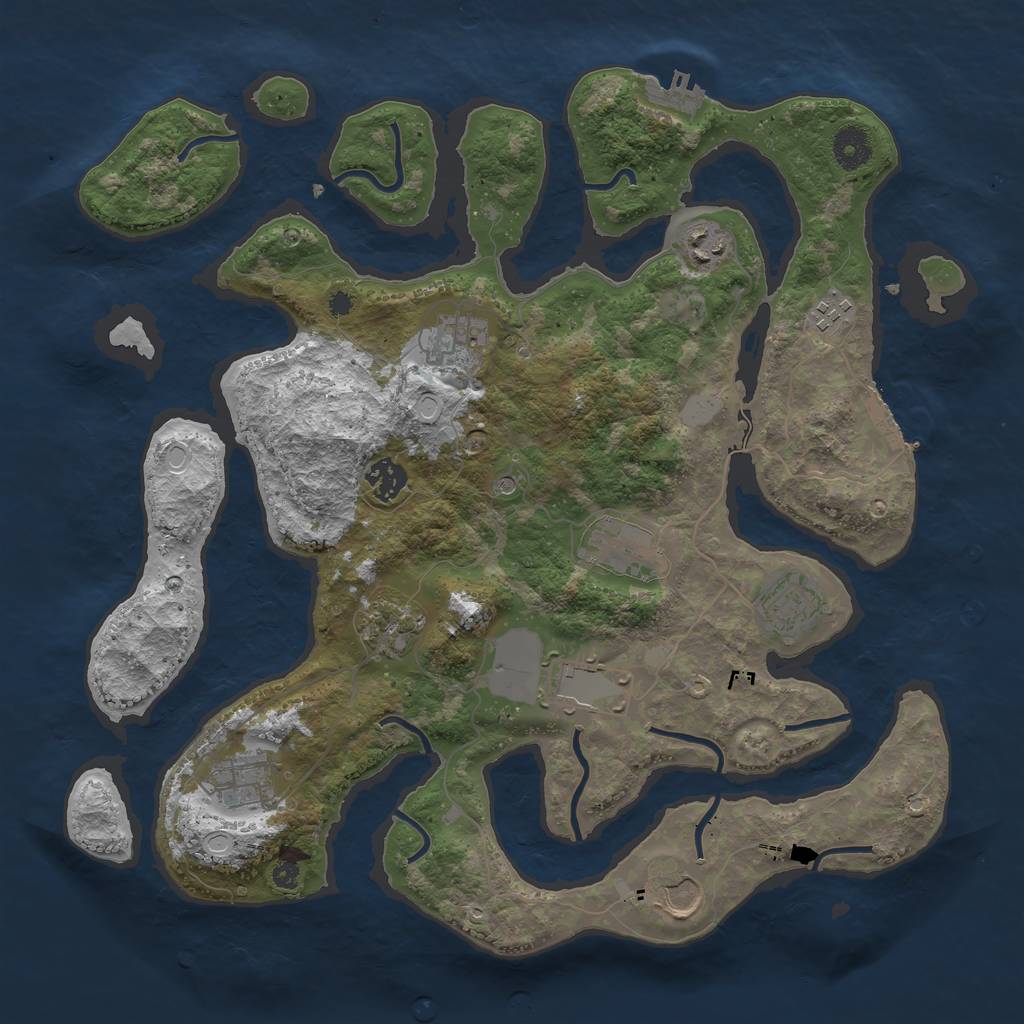 Rust Map: Procedural Map, Size: 3800, Seed: 519345792, 18 Monuments