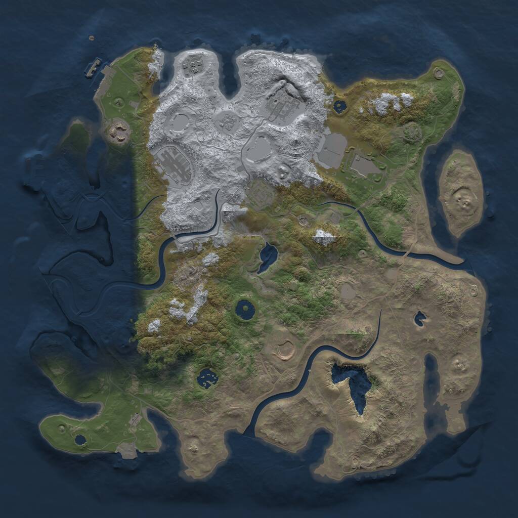 Rust Map: Procedural Map, Size: 4000, Seed: 2076543917, 14 Monuments