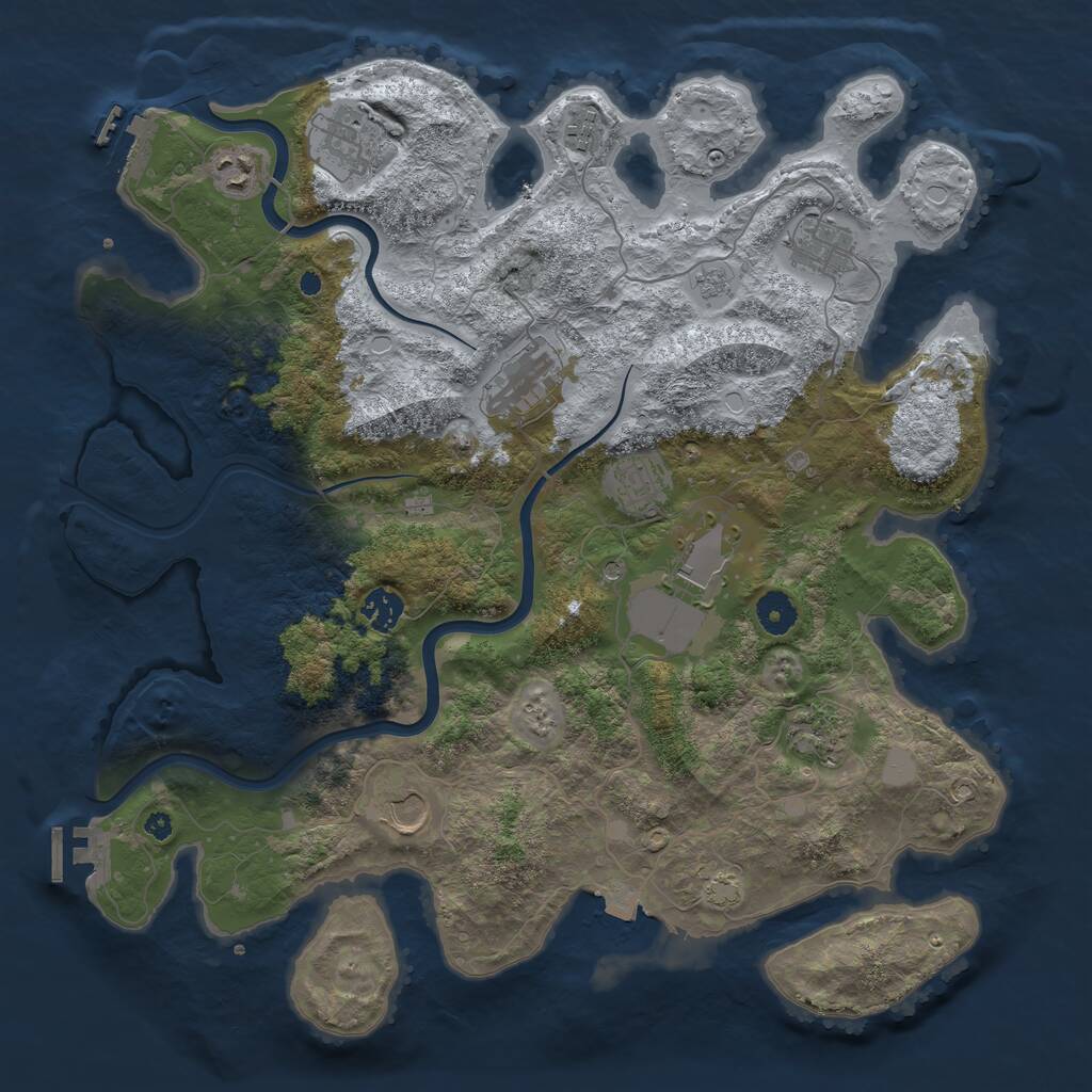 Rust Map: Procedural Map, Size: 3986, Seed: 1994623039, 16 Monuments