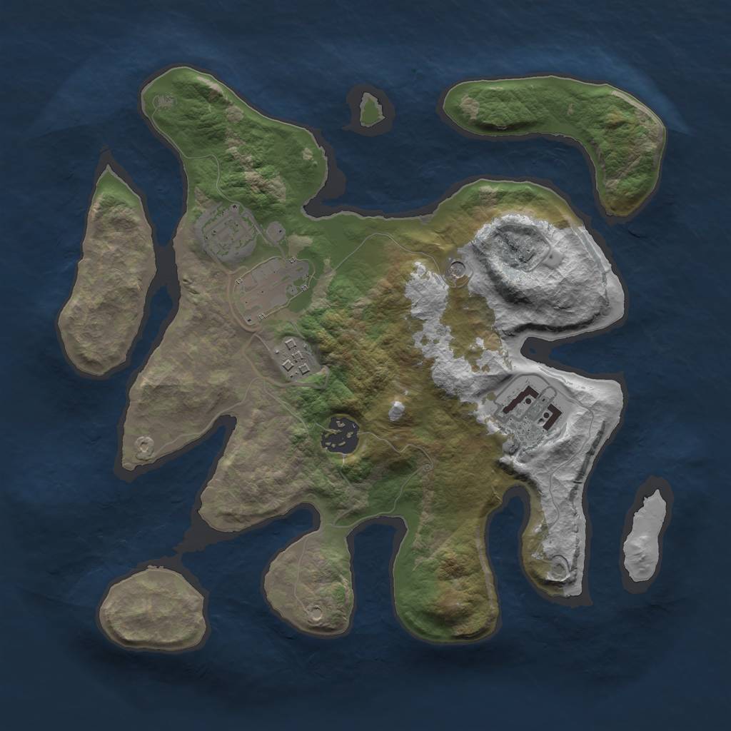 Rust Map: Barren, Size: 2900, Seed: 63461523, 8 Monuments