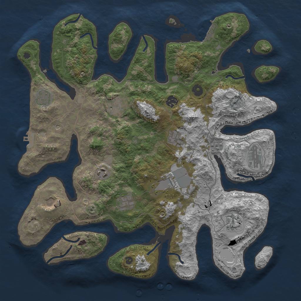 Rust Map: Procedural Map, Size: 4000, Seed: 371716914, 19 Monuments
