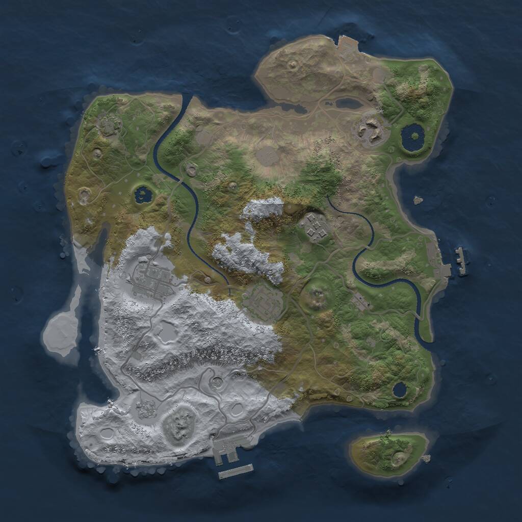 Rust Map: Procedural Map, Size: 3000, Seed: 354509, 10 Monuments