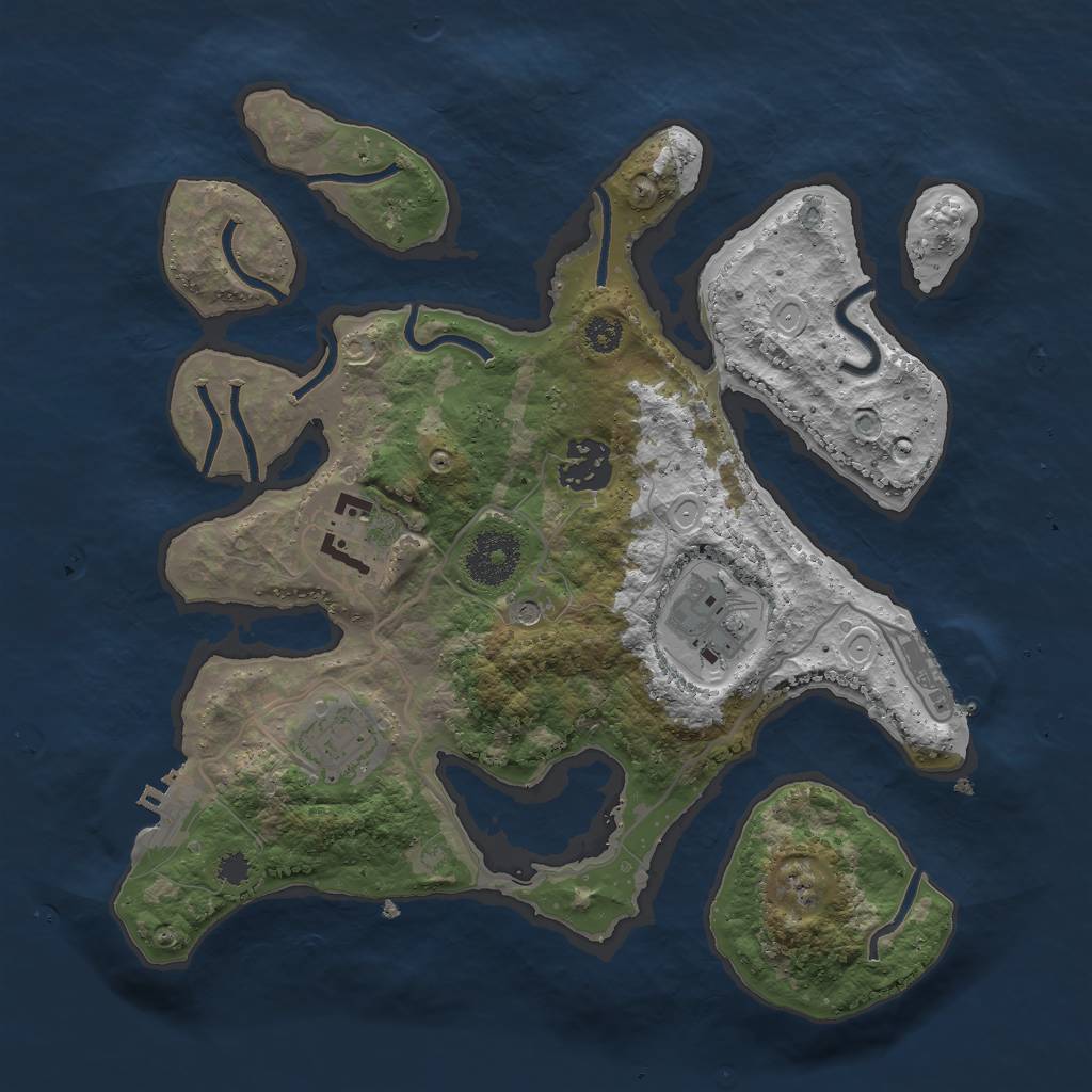 Rust Map: Procedural Map, Size: 3000, Seed: 923670, 12 Monuments