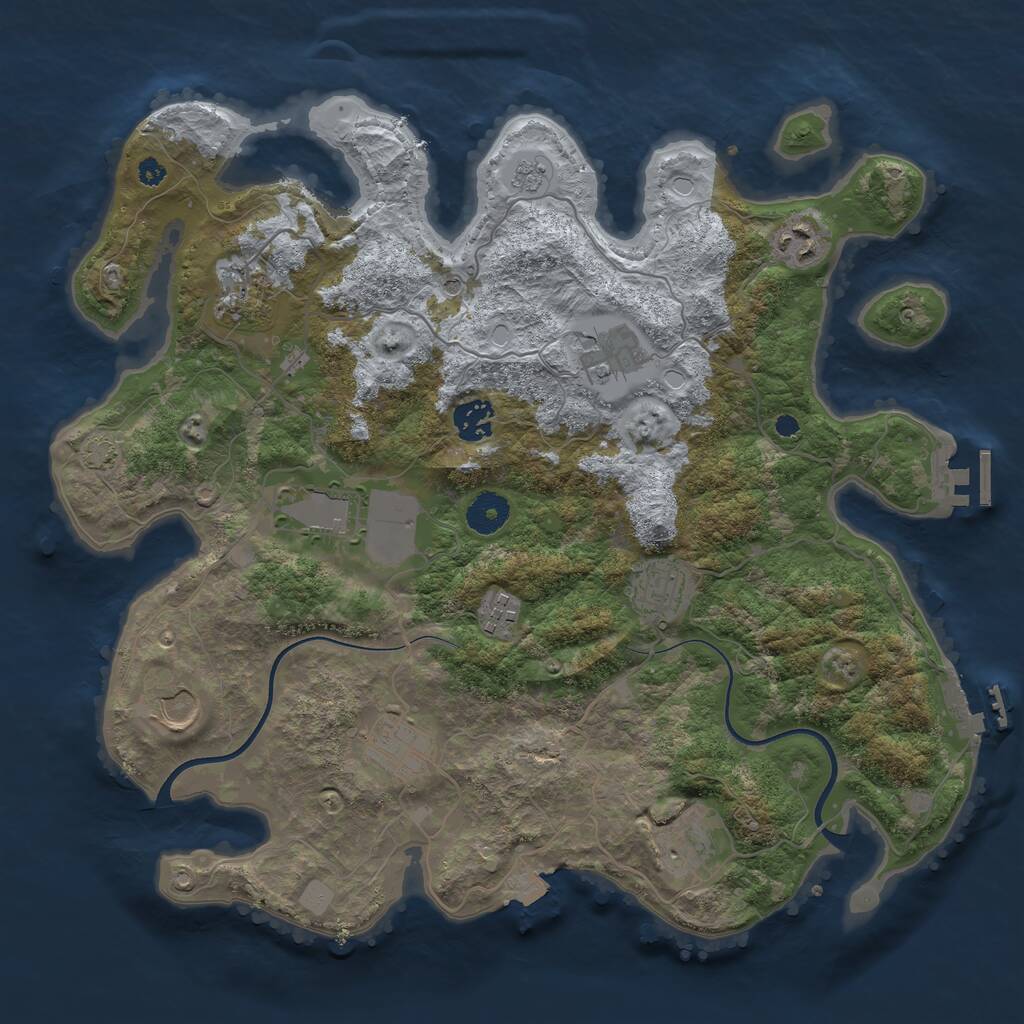 Rust Map: Procedural Map, Size: 3700, Seed: 879883053, 16 Monuments