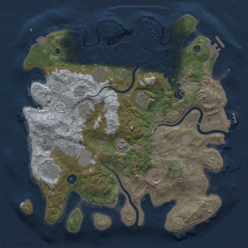 Rust Map: Procedural Map, Size: 3800, Seed: 224466, 15 Monuments
