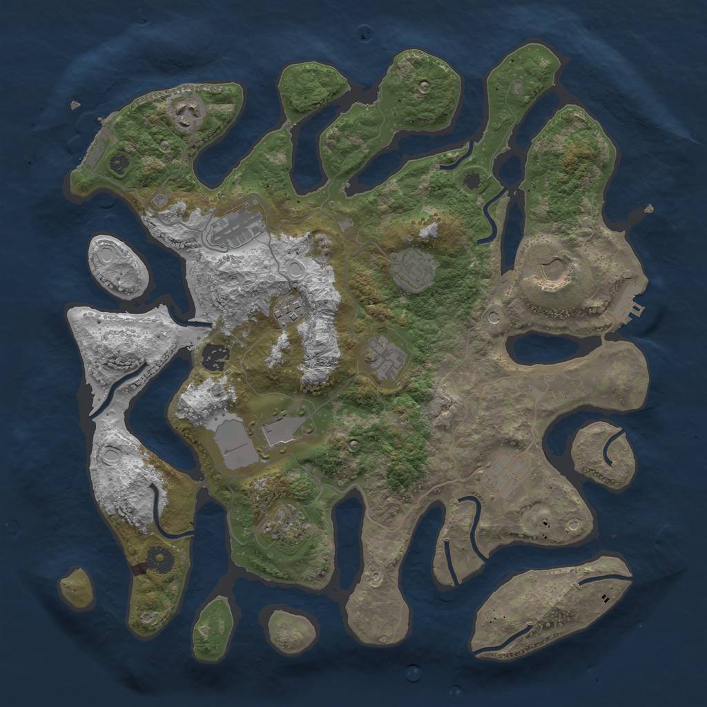 Rust Map: Procedural Map, Size: 3800, Seed: 224466, 18 Monuments