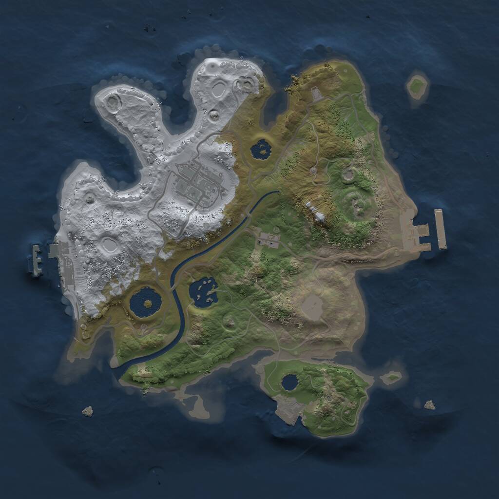 Rust Map: Procedural Map, Size: 2500, Seed: 139637871, 5 Monuments