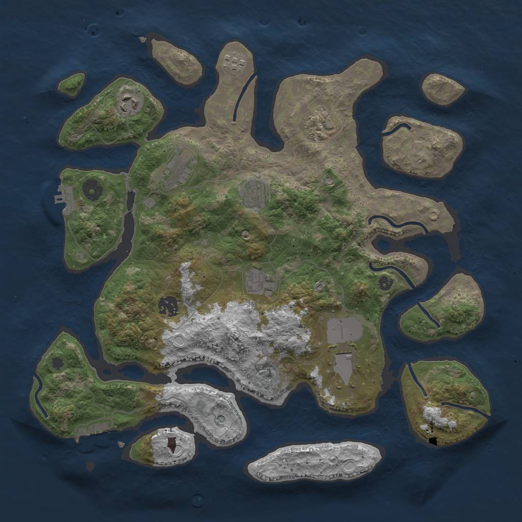 Rust Map: Procedural Map, Size: 3800, Seed: 67676, 16 Monuments
