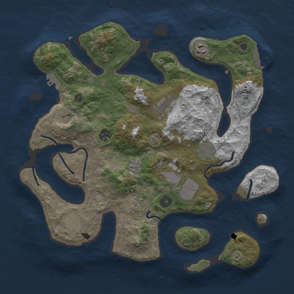 Rust Map: Procedural Map, Size: 3700, Seed: 484, 17 Monuments