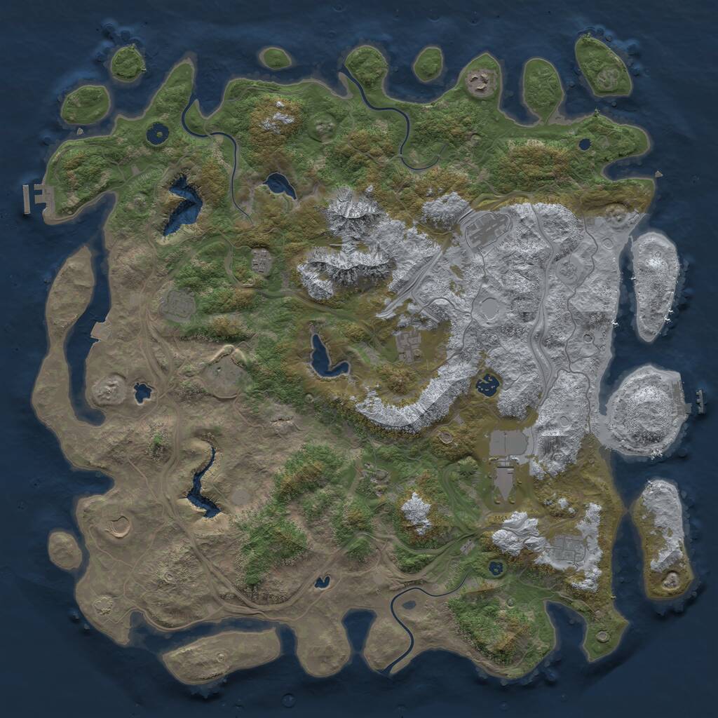 Rust Map: Procedural Map, Size: 5000, Seed: 76086487, 17 Monuments