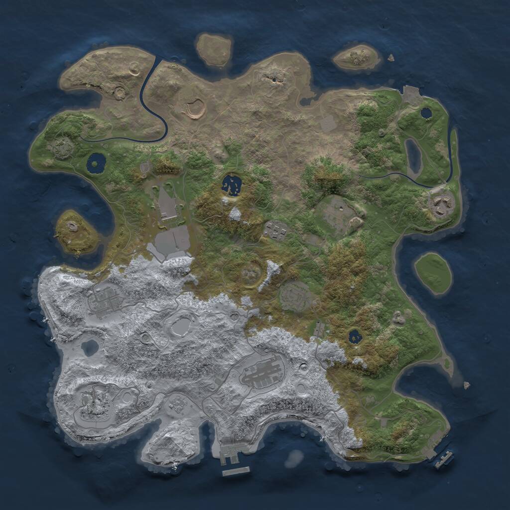 Rust Map: Procedural Map, Size: 3750, Seed: 403152955, 16 Monuments