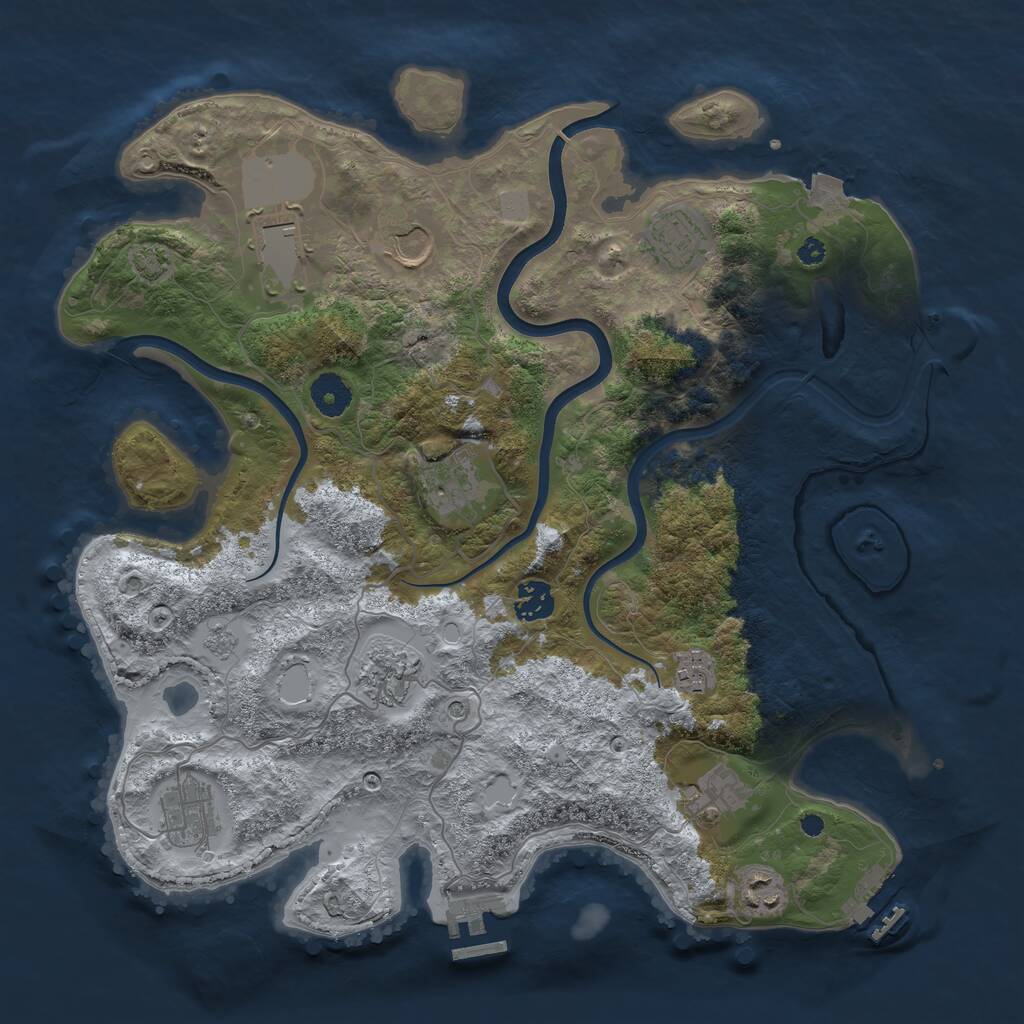 Rust Map: Procedural Map, Size: 3750, Seed: 403152955, 16 Monuments