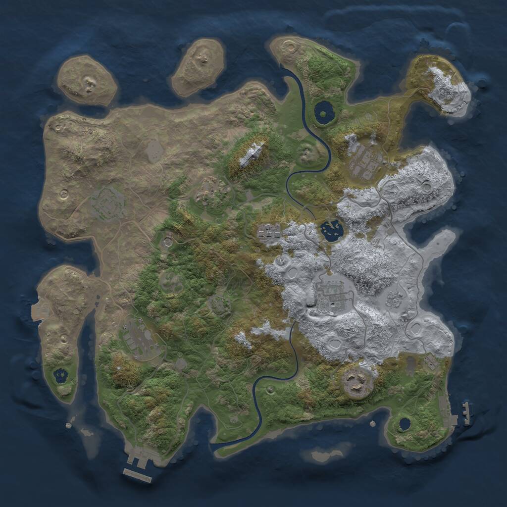 Rust Map: Procedural Map, Size: 3500, Seed: 19626, 14 Monuments