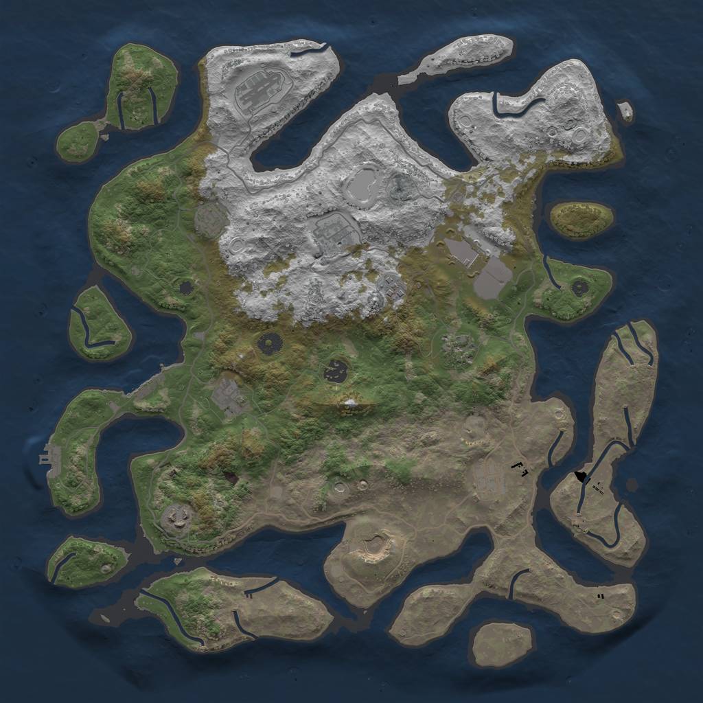 Rust Map: Procedural Map, Size: 4500, Seed: 8051212, 19 Monuments