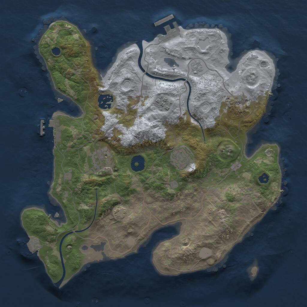 Rust Map: Procedural Map, Size: 3000, Seed: 1029629036, 10 Monuments