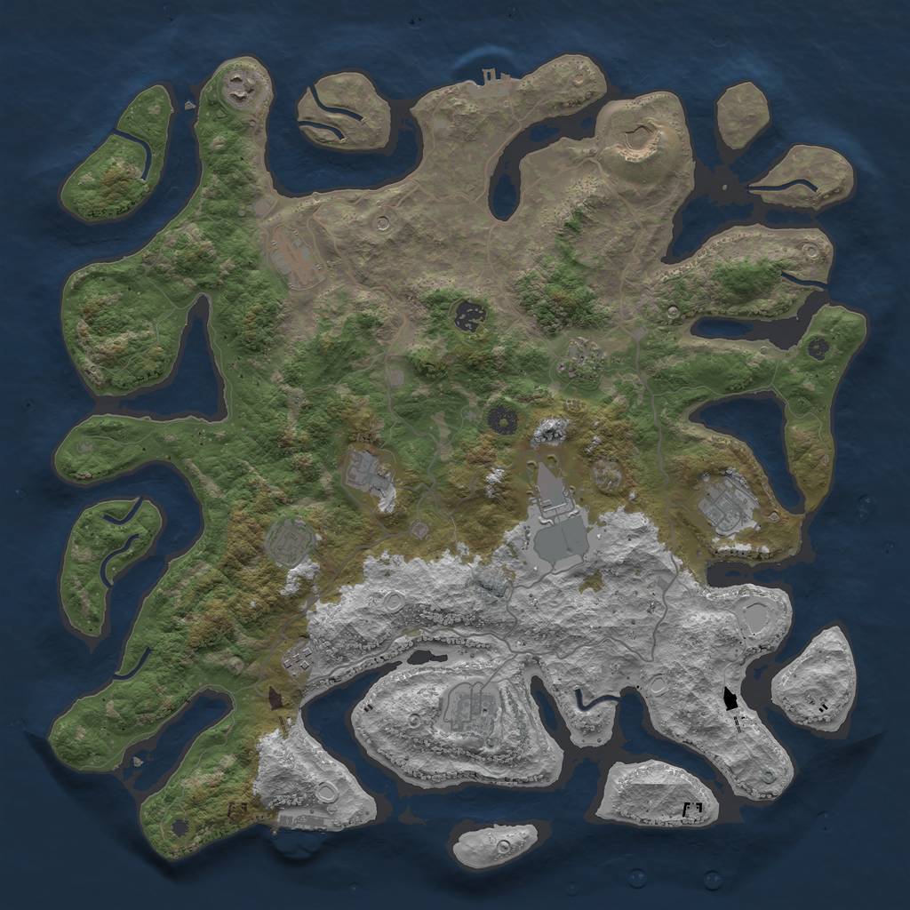 Rust Map: Procedural Map, Size: 4500, Seed: 560724117, 19 Monuments