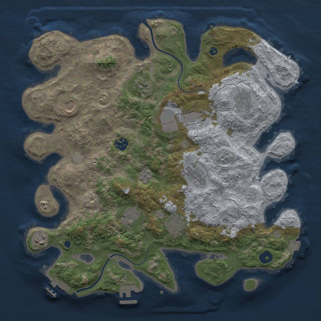 Rust Map: Procedural Map, Size: 3800, Seed: 28567568, 16 Monuments