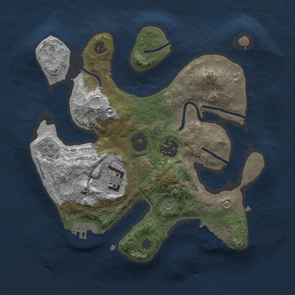 Rust Map: Procedural Map, Size: 2500, Seed: 1487533, 11 Monuments