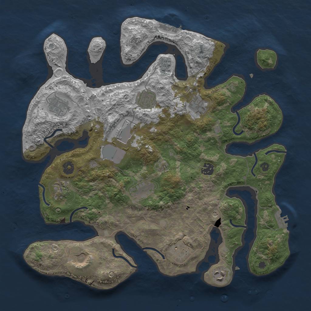 Rust Map: Procedural Map, Size: 3700, Seed: 1265936333, 19 Monuments