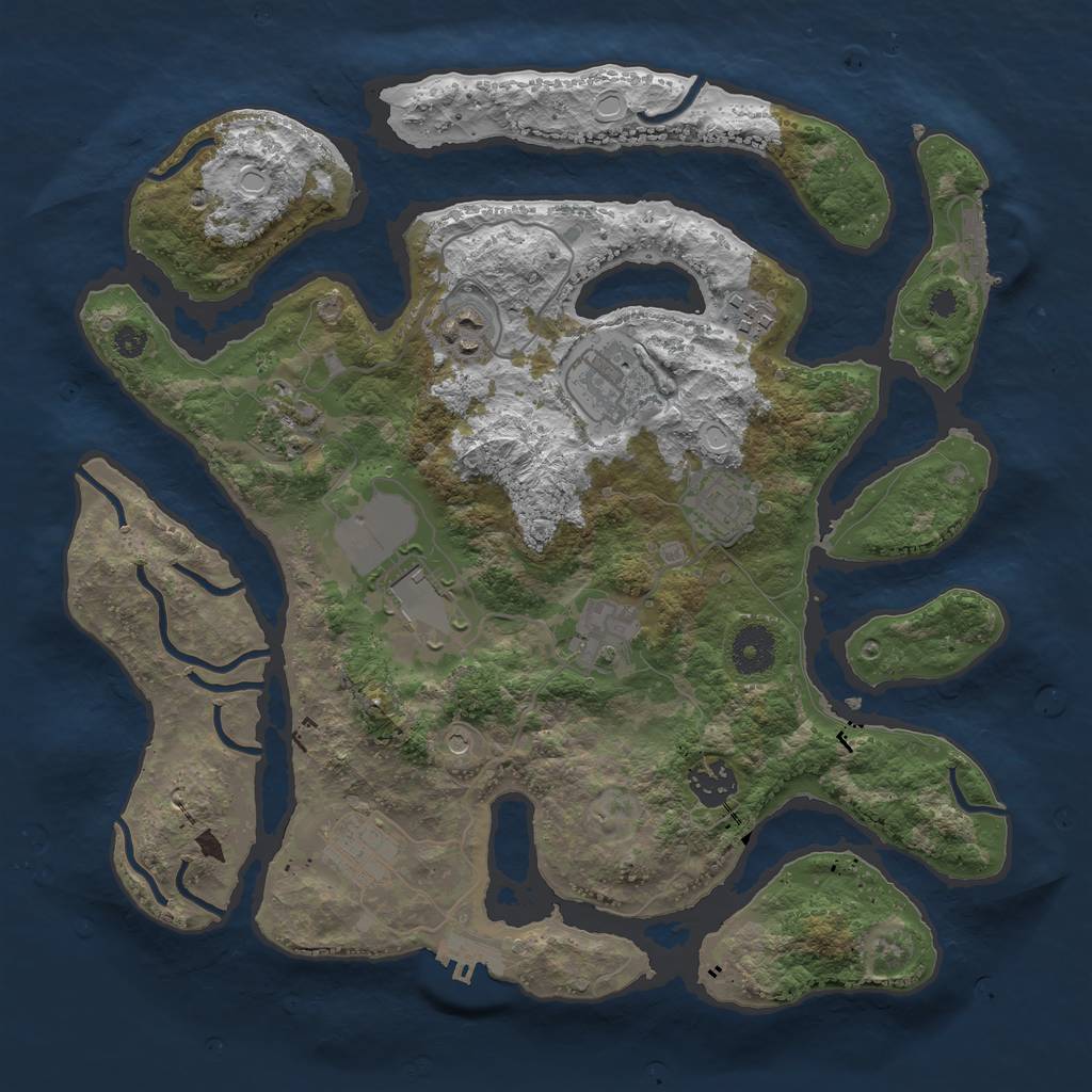 Rust Map: Procedural Map, Size: 3500, Seed: 1045429256, 17 Monuments
