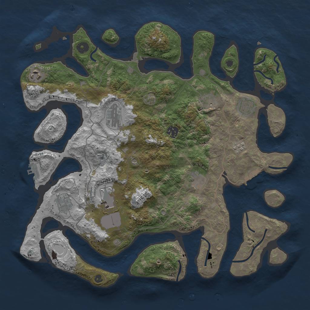 Rust Map: Procedural Map, Size: 4000, Seed: 364907526, 17 Monuments