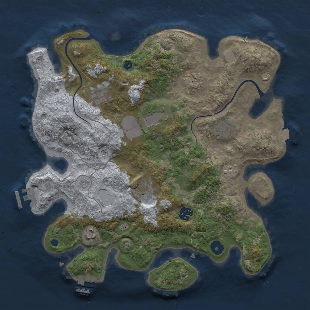 Rust Map: Procedural Map, Size: 3500, Seed: 1786375854, 14 Monuments
