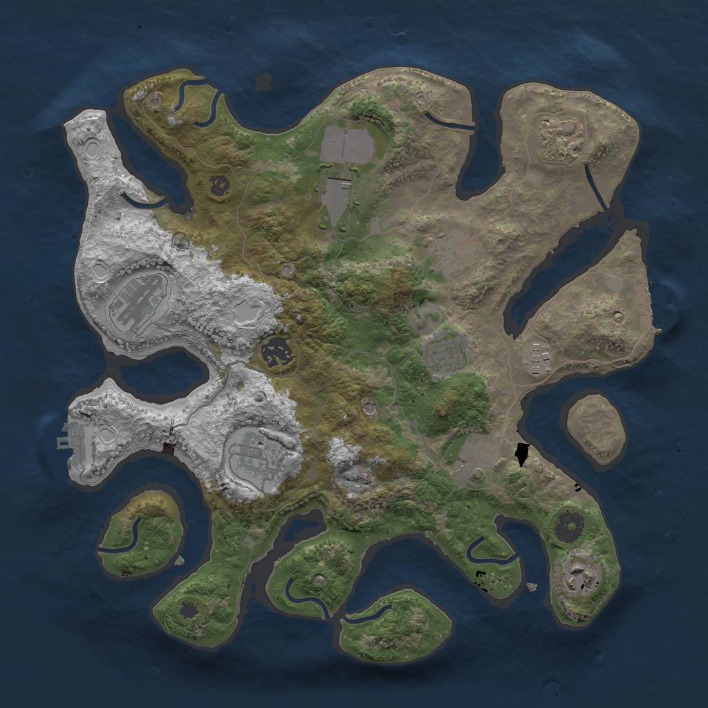 Rust Map: Procedural Map, Size: 3500, Seed: 1786375854, 18 Monuments