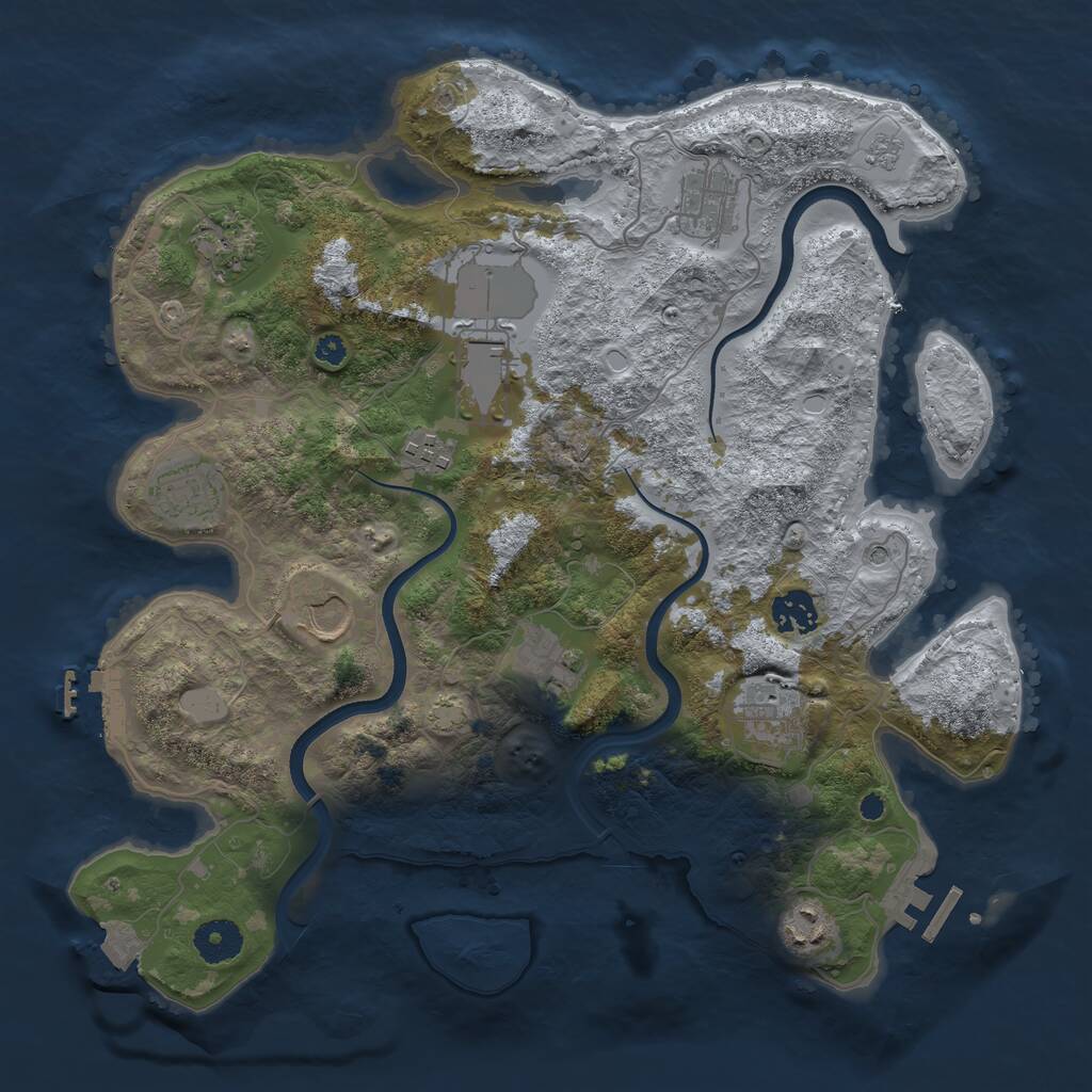 Rust Map: Procedural Map, Size: 3600, Seed: 1349432956, 16 Monuments