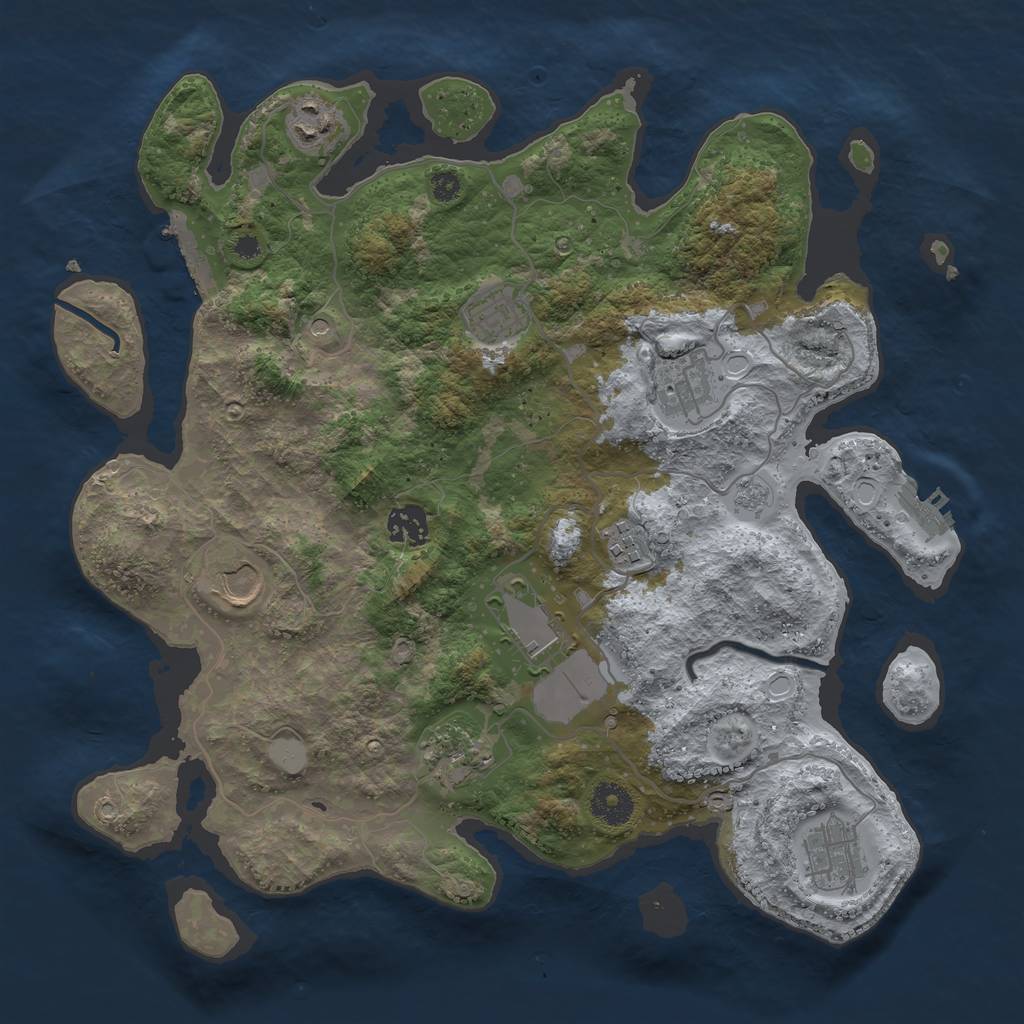 Rust Map: Procedural Map, Size: 3600, Seed: 1813828817, 16 Monuments