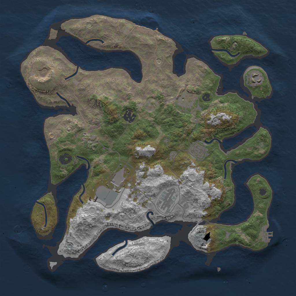 Rust Map: Procedural Map, Size: 3700, Seed: 1509375778, 17 Monuments