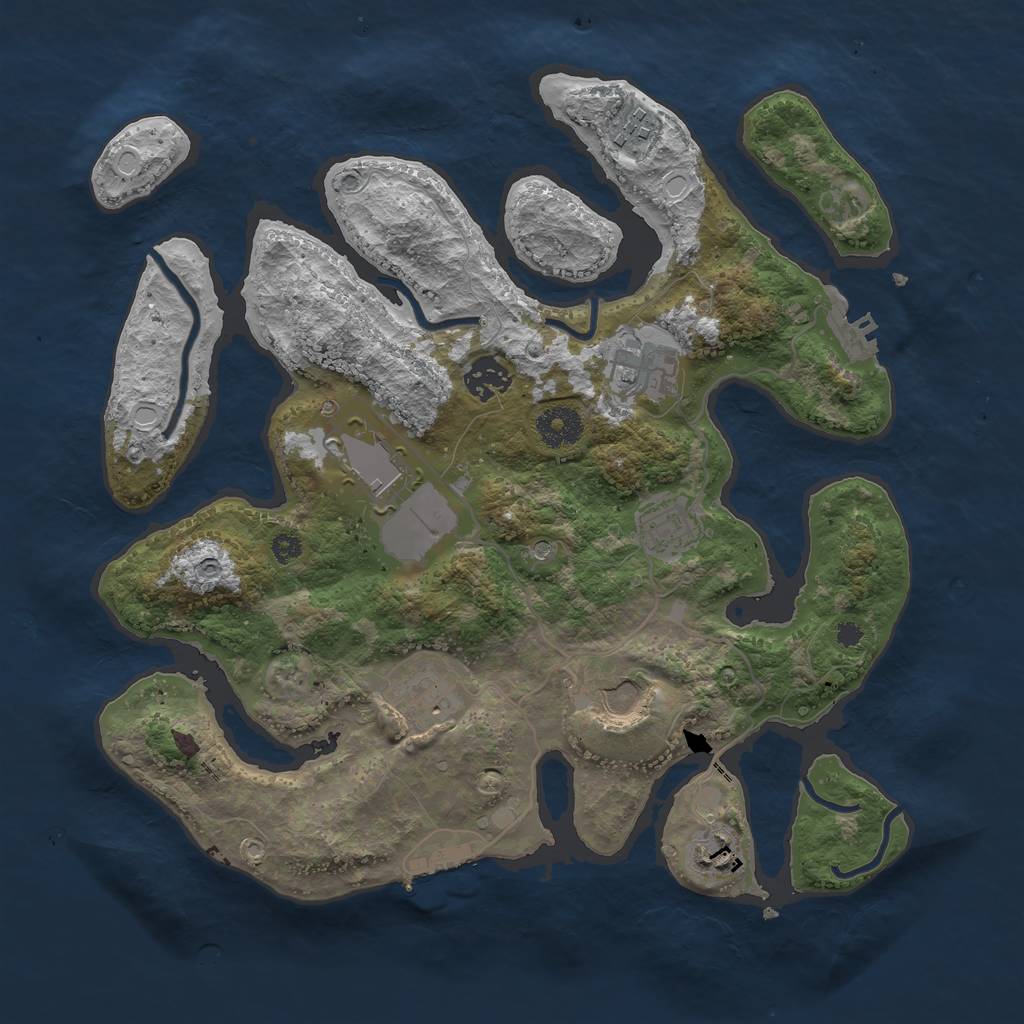 Rust Map: Procedural Map, Size: 3500, Seed: 9543, 16 Monuments