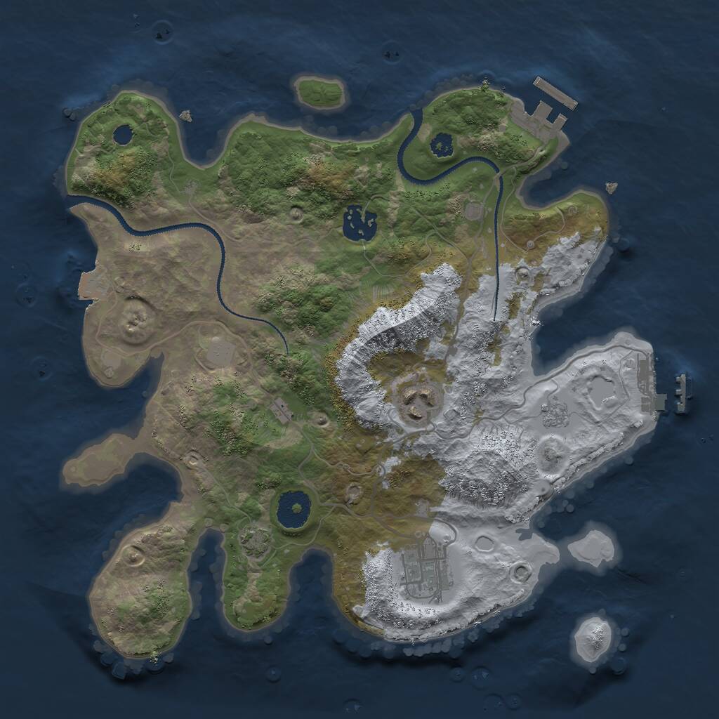 Rust Map: Procedural Map, Size: 3000, Seed: 10510, 8 Monuments