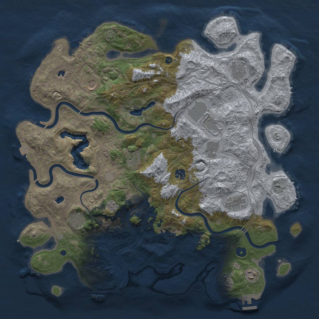 Rust Map: Procedural Map, Size: 4500, Seed: 8256, 16 Monuments