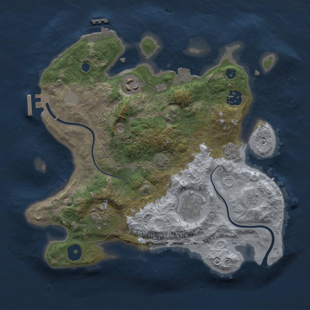Rust Map: Procedural Map, Size: 3000, Seed: 454, 11 Monuments