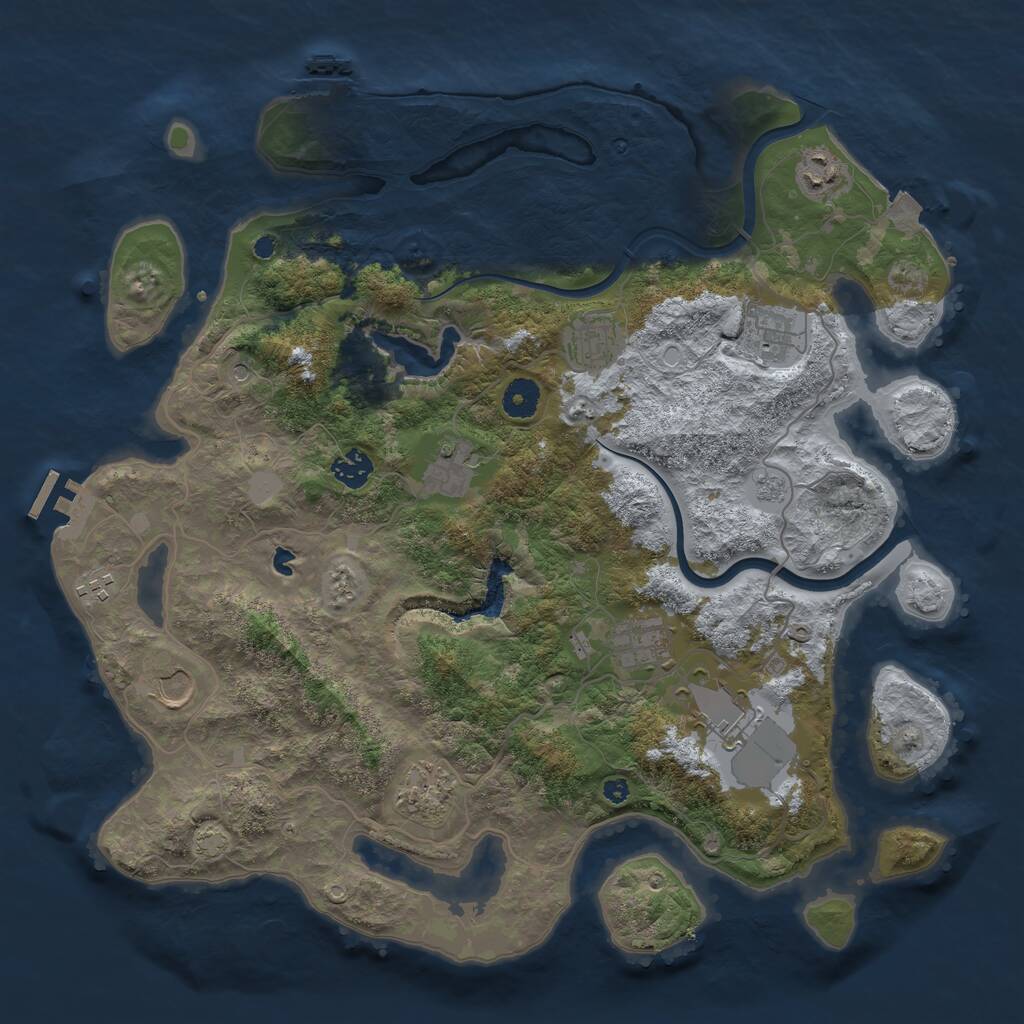 Rust Map: Procedural Map, Size: 4000, Seed: 1258169963, 16 Monuments