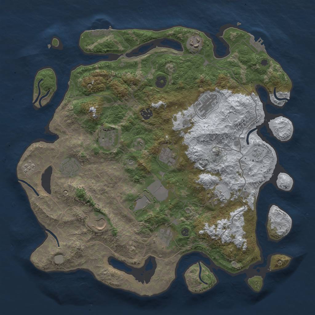 Rust Map: Procedural Map, Size: 4000, Seed: 1258169963, 20 Monuments