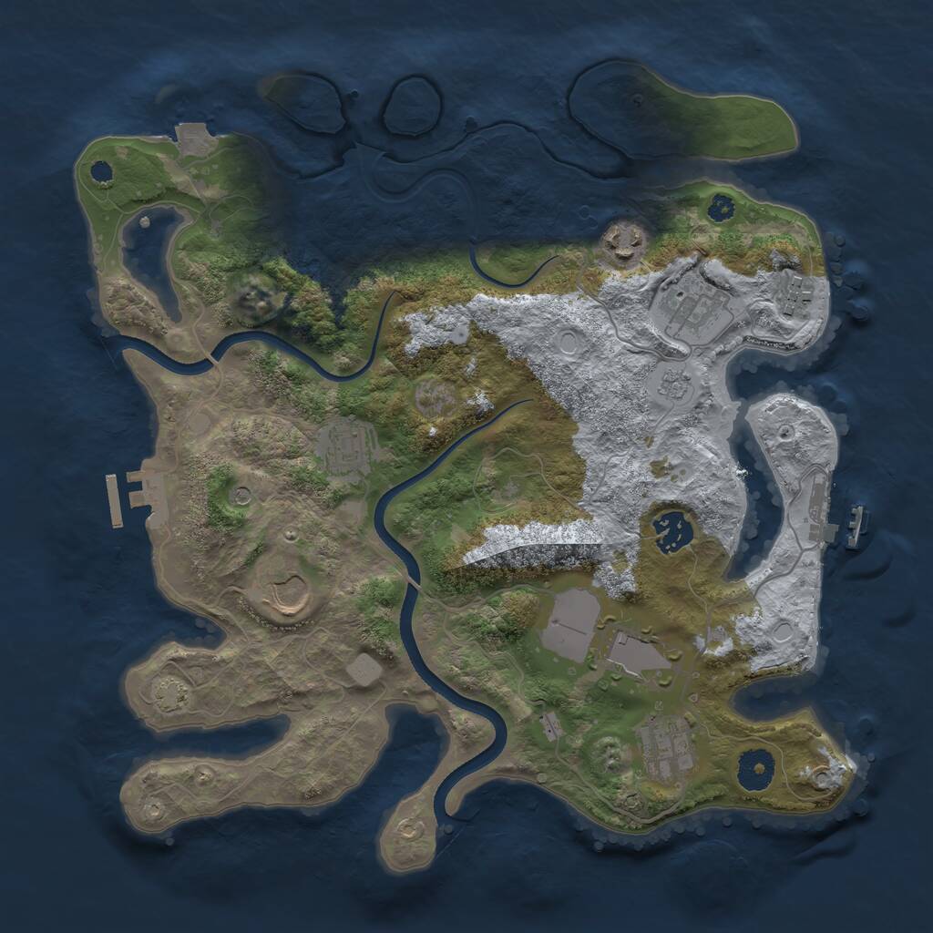 Rust Map: Procedural Map, Size: 3500, Seed: 2004483505, 14 Monuments