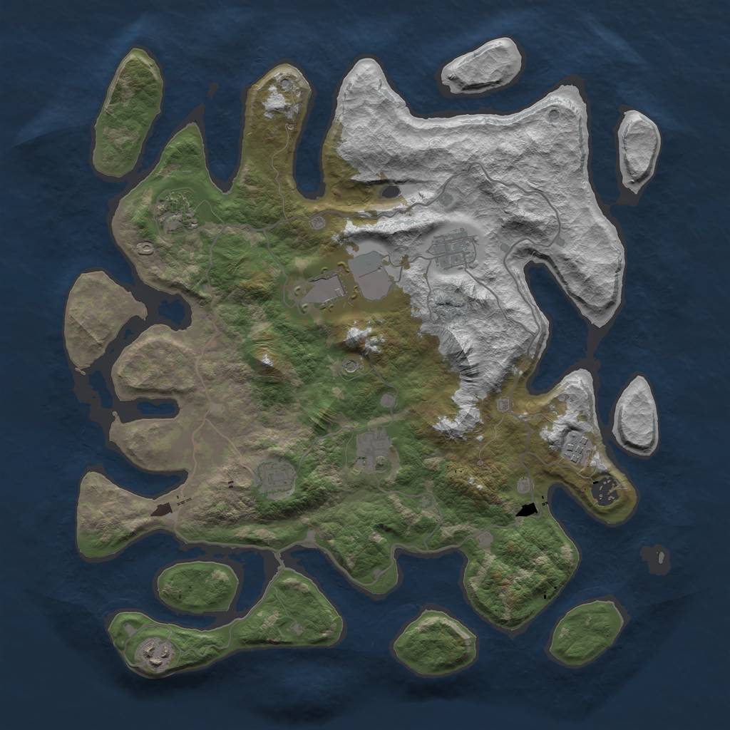 Rust Map: Barren, Size: 4000, Seed: 8029551, 11 Monuments