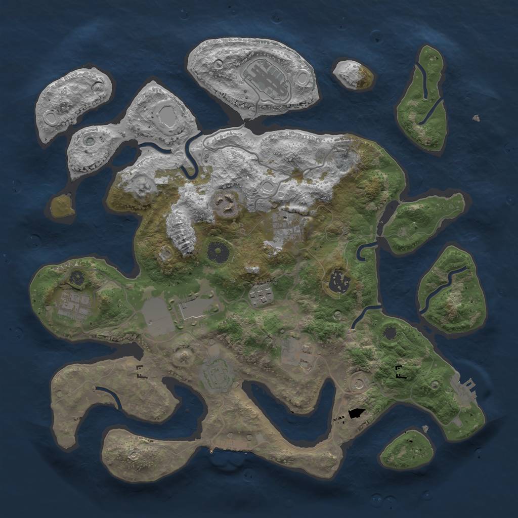 Rust Map: Procedural Map, Size: 3600, Seed: 940678042, 17 Monuments