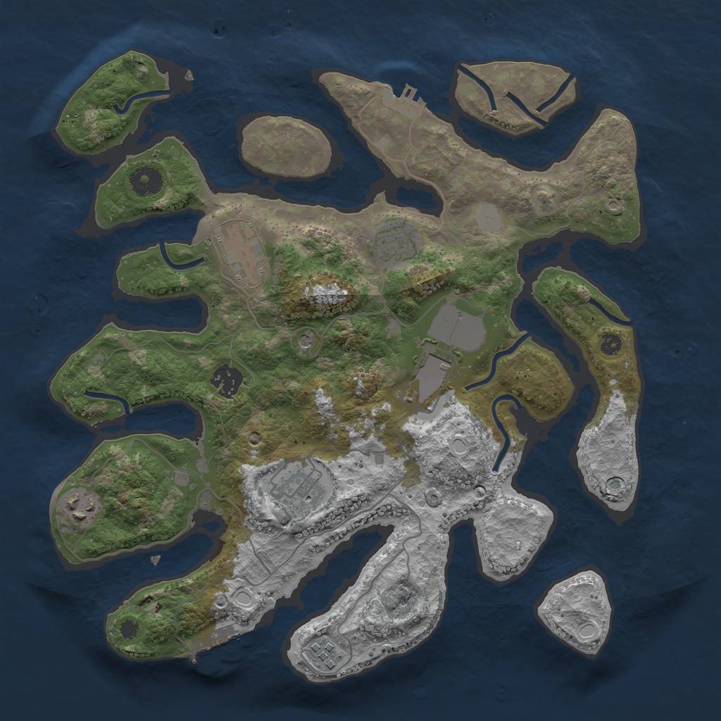 Rust Map: Procedural Map, Size: 3500, Seed: 10456, 15 Monuments