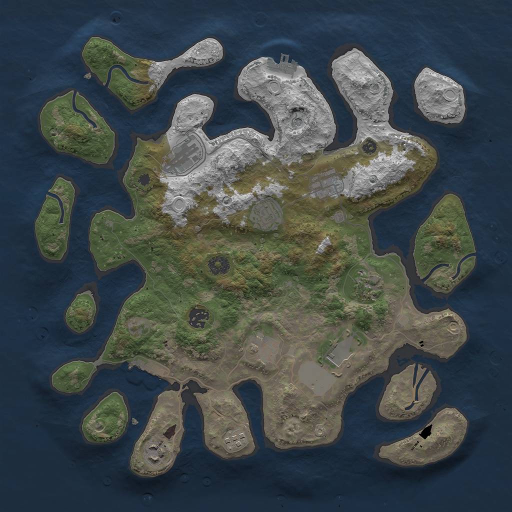 Rust Map: Procedural Map, Size: 3750, Seed: 6251, 17 Monuments