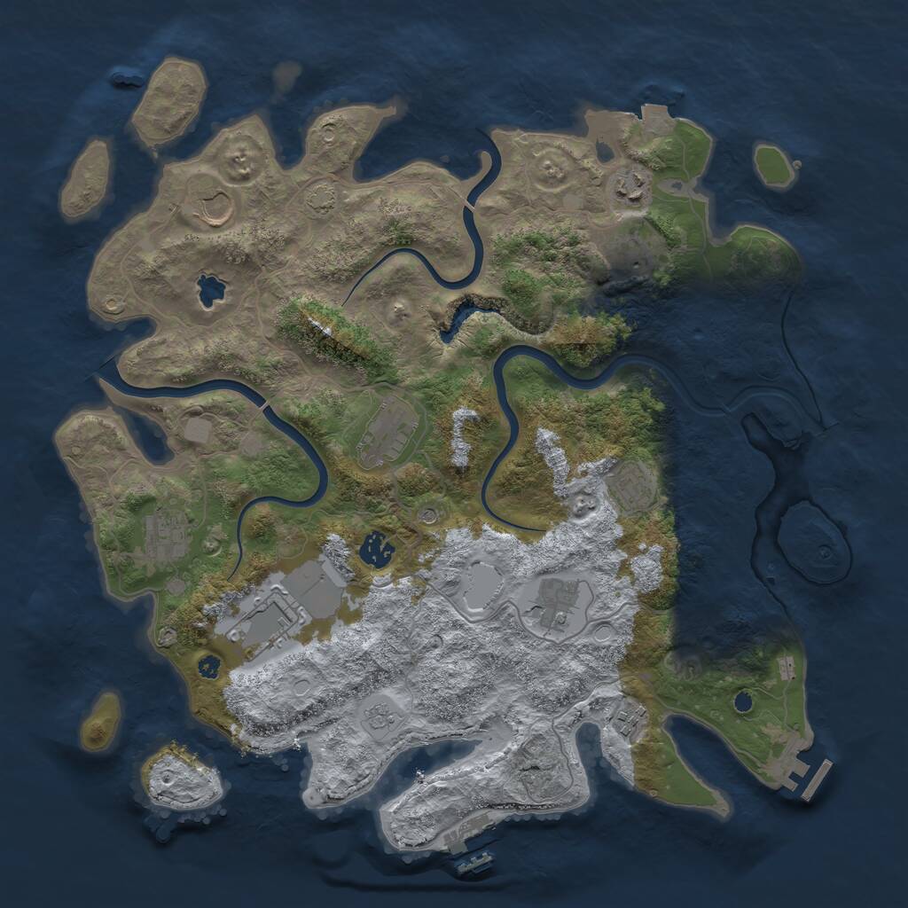 Rust Map: Procedural Map, Size: 4000, Seed: 36500918, 16 Monuments